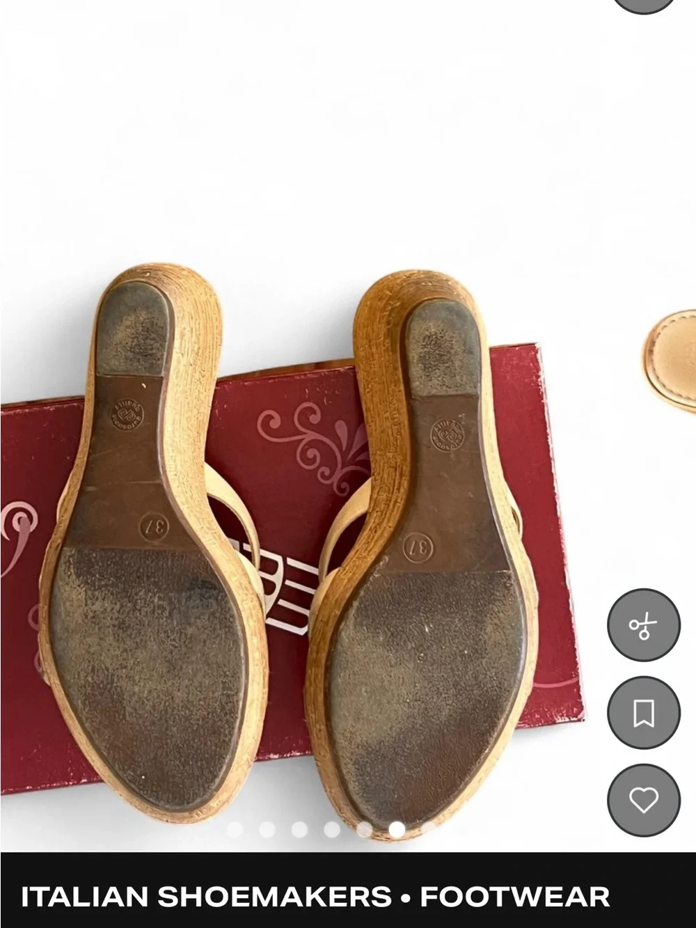 Italian Shoemakers Beige Leather Slide Sandals with Multicolor Floral Accents